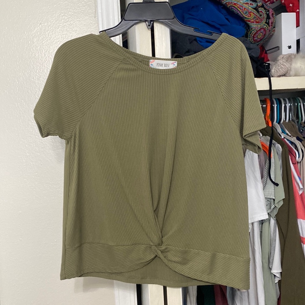 Army green crop top